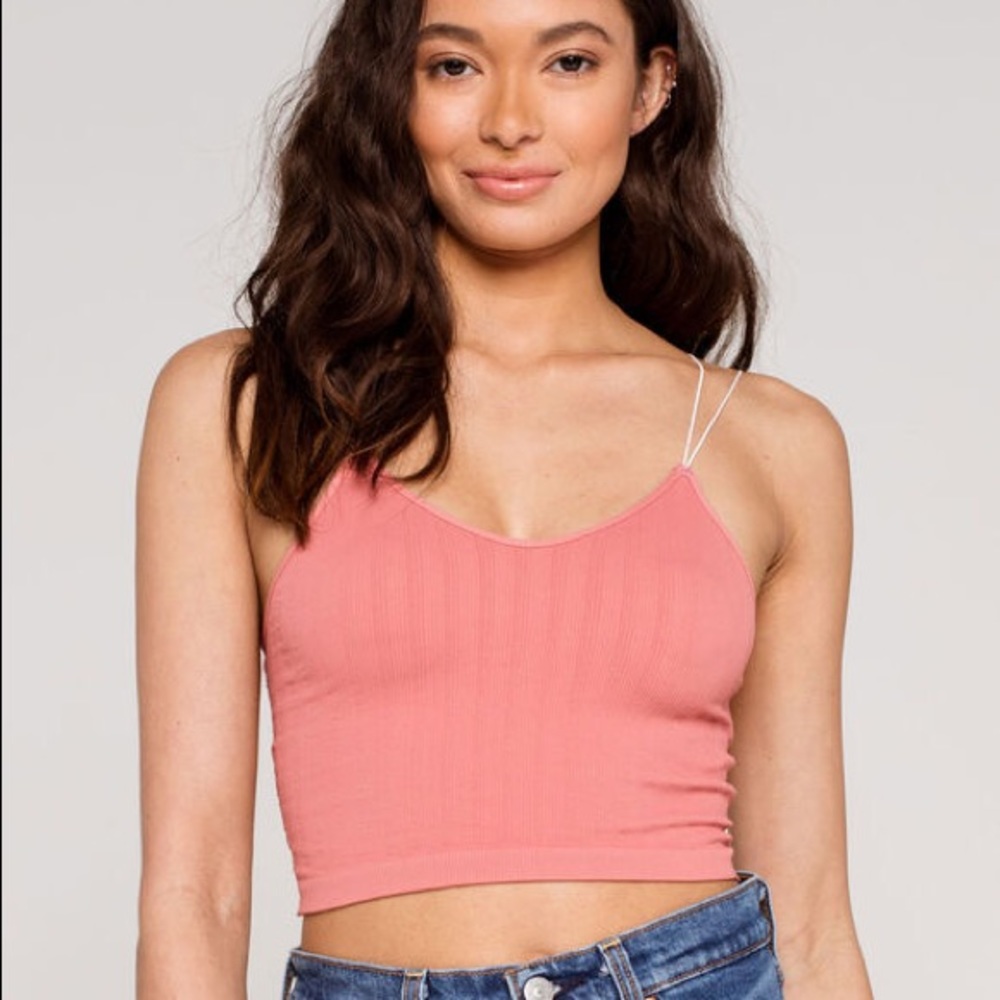 Tilly’s Full Tilt strappy pink lace tank crop top